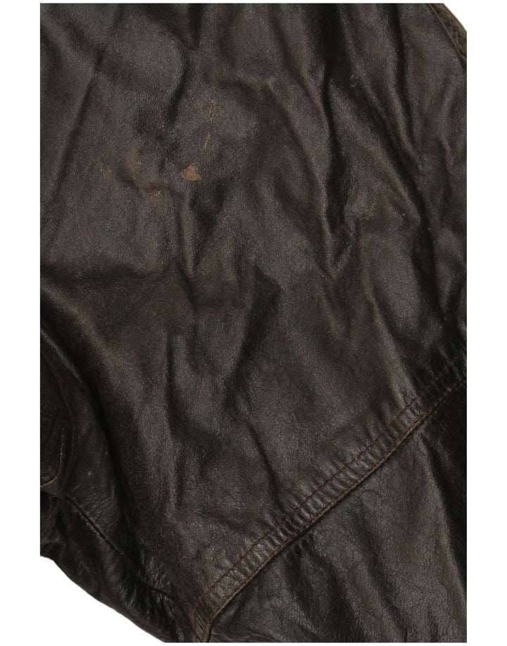 VINTAGE Palton din piele dublu pentru femei EU 38, maro mediu, piele