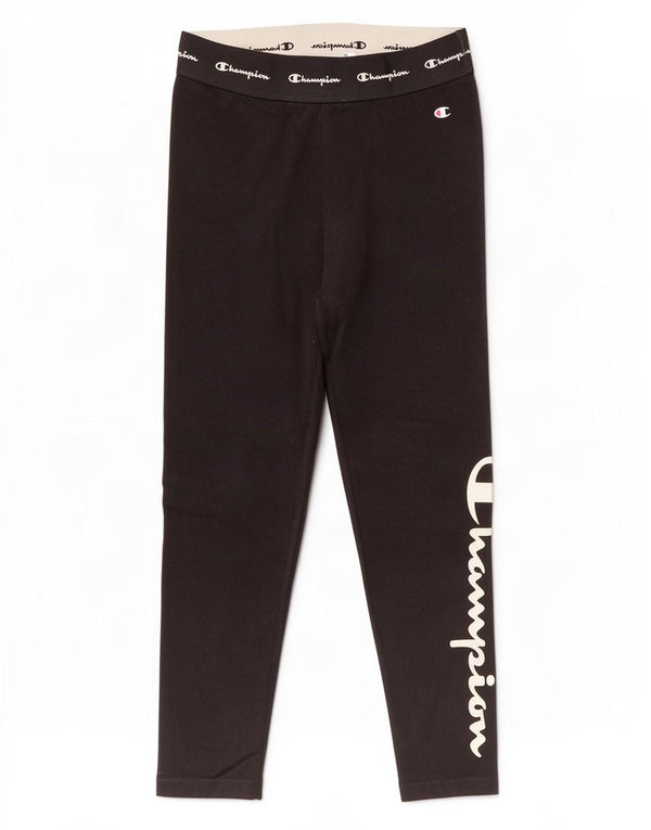Leggings grafic Champion pentru femei UK 12, bumbac mediu negru