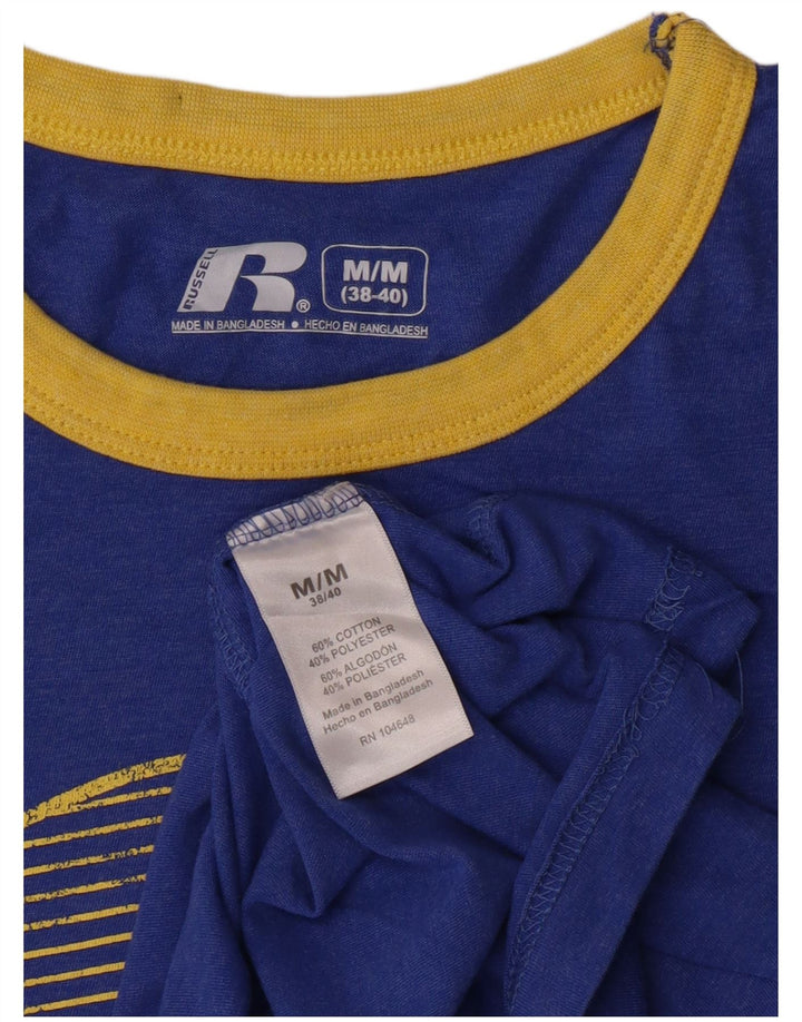 Tricou grafic Russell Athletic pentru bărbați Top din bumbac albastru mediu