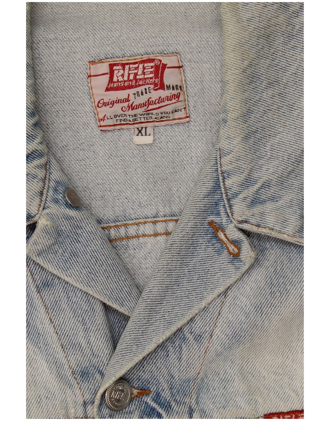RIFLE Mens Denim Jacket UK 42 XL Blue