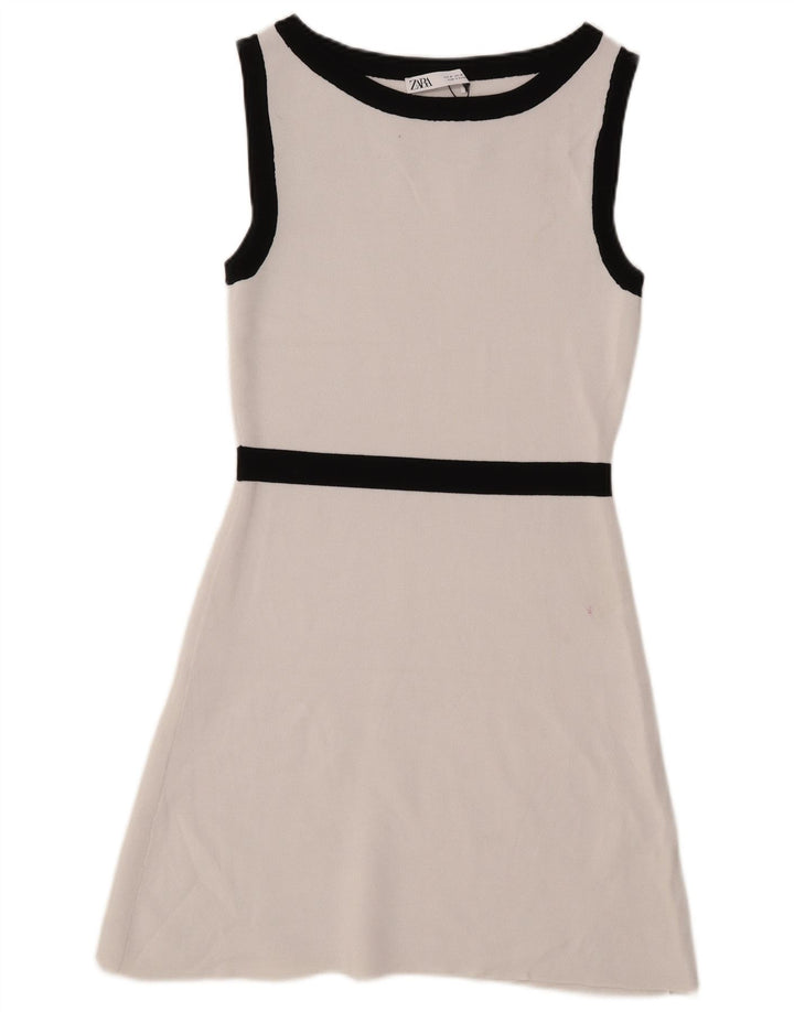 Rochie A-Line fără mâneci Zara pentru femei UK 14 Medium White Viscose