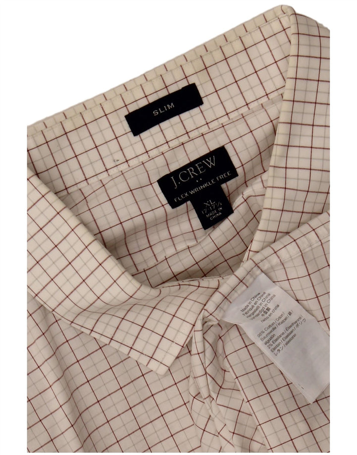 Cămașă subțire pentru bărbați J. CREW Mărimea 17 1/2 XL Bumbac alb cu carouri