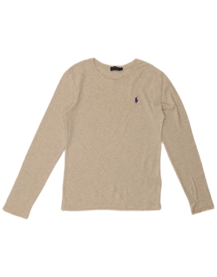 POLO RALPH LAUREN Top pentru femei cu mânecă lungă UK 14 mare bumbac cu pete gri