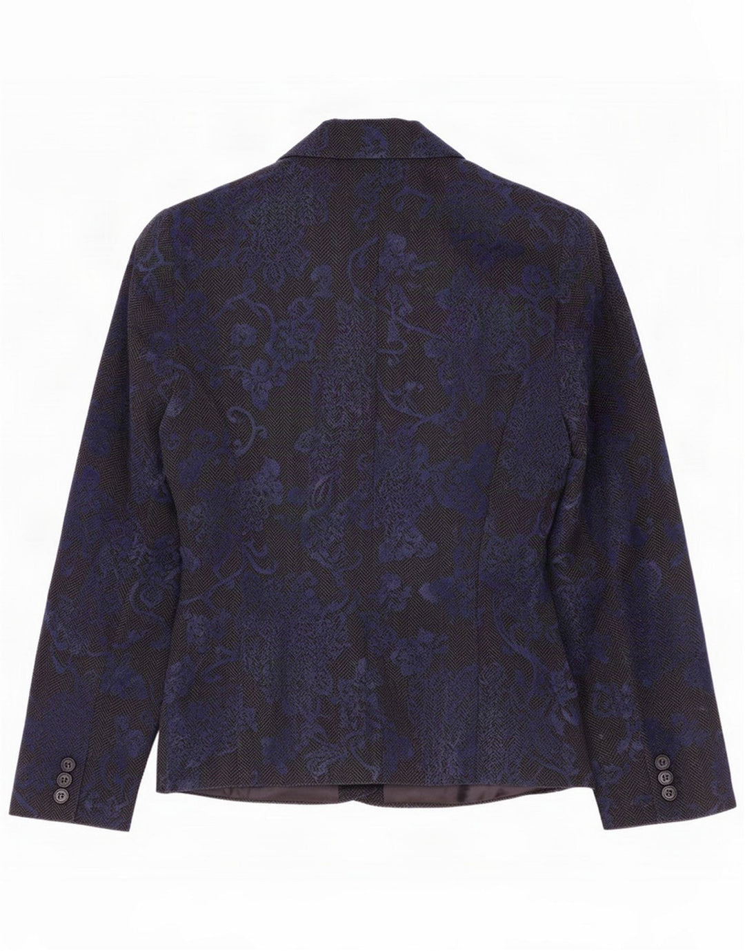 Ginalebole Femei 1 Button Blazer Jacket IT 46 Large Blue Marine Floral Wool