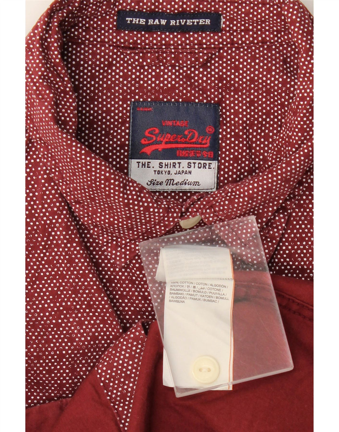 Cămașă pentru bărbați Superdry, bumbac cu pete burgundy mediu