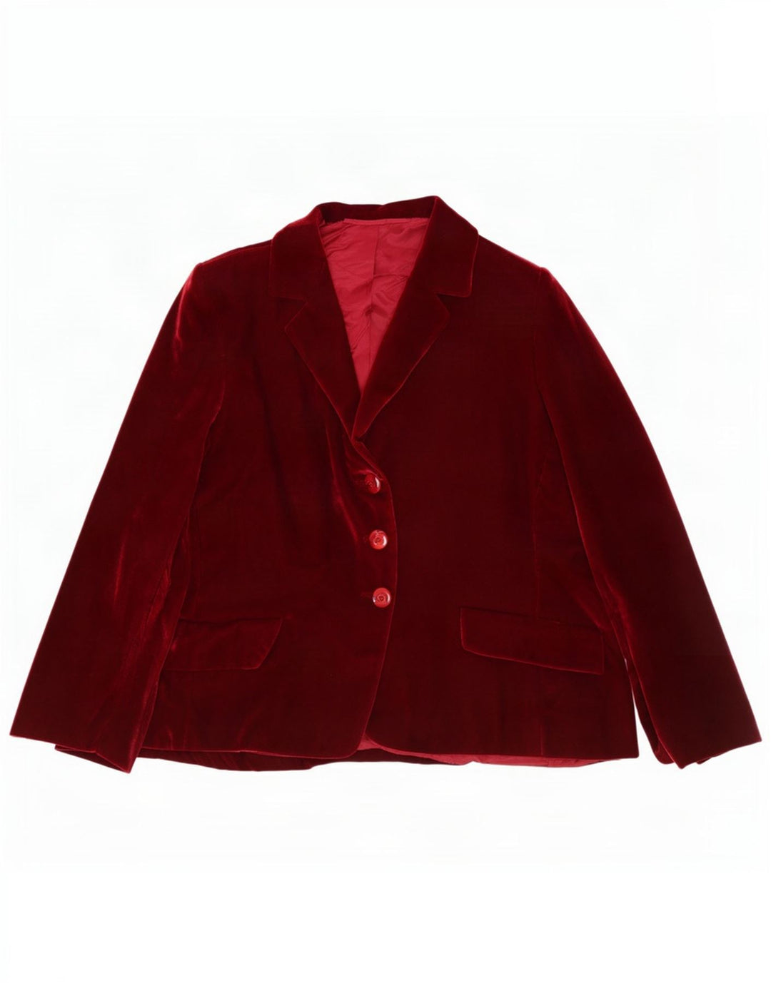 Jachetă vintage din catifea cu 3 nasturi pentru femei UK 12 Burgundy mediu