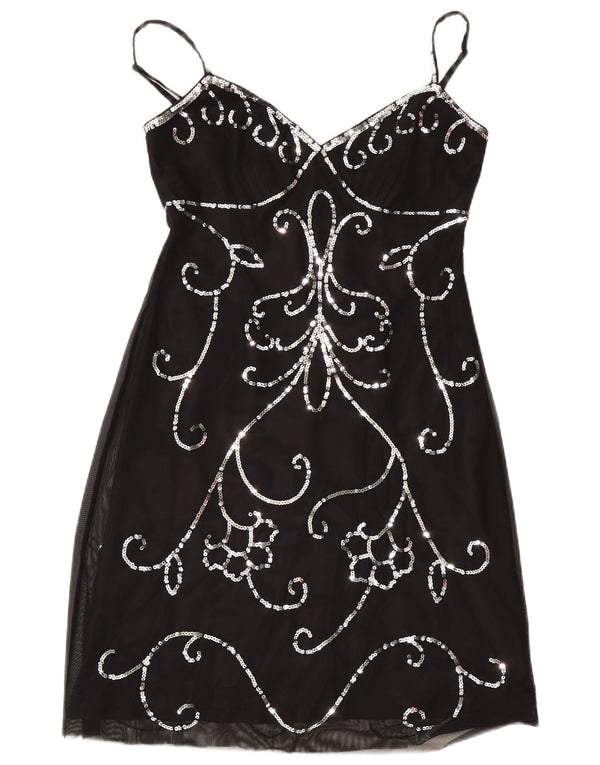 Rochie de seară fără mâneci pentru femei Debut UK 14 Medium Black Paisley
