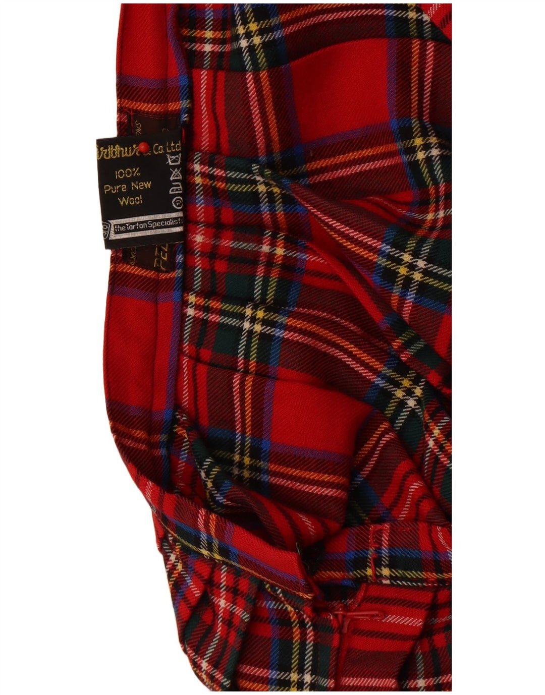 Fusta mini plisată vintage pentru femei IT 44 Medium W26 Red Check Lână nouă
