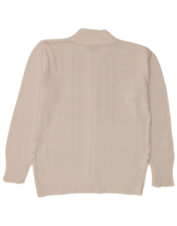 Pulover cardigan cu fermoar complet pentru femei Conte of Florence UK 14 Medium White Check