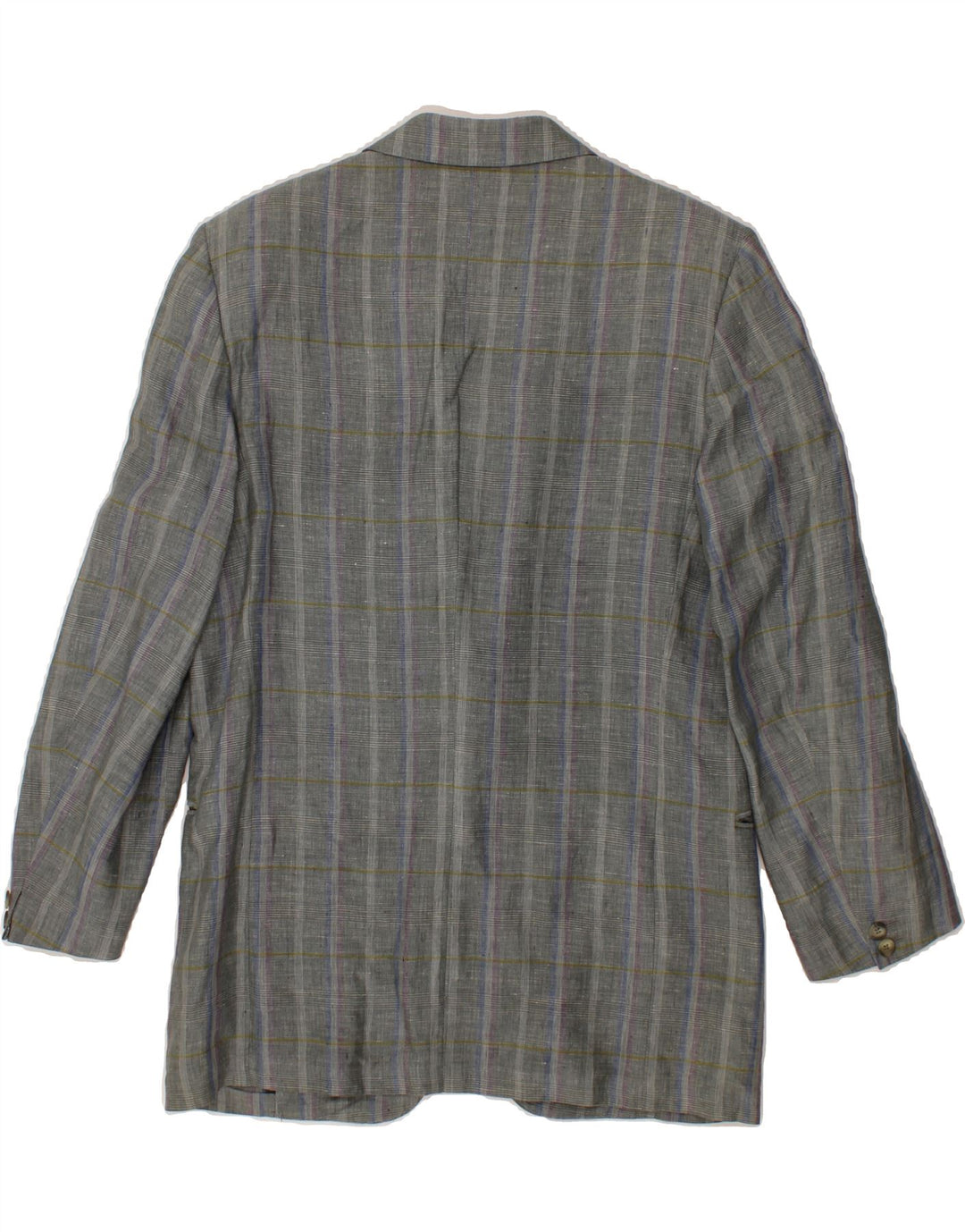 BIANCHI Mens 2 Button Blazer Jacket UK 38 Medium Grey Striped Linen Vintage Bianchi and Second-Hand Bianchi from Messina Hembry 