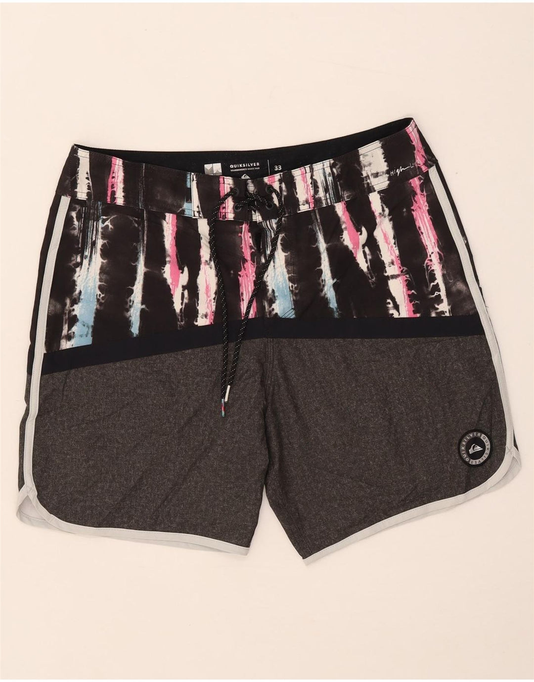 Pantaloni scurți de înot Quiksilver pentru bărbați, gri mediu, poliester Tie Dye