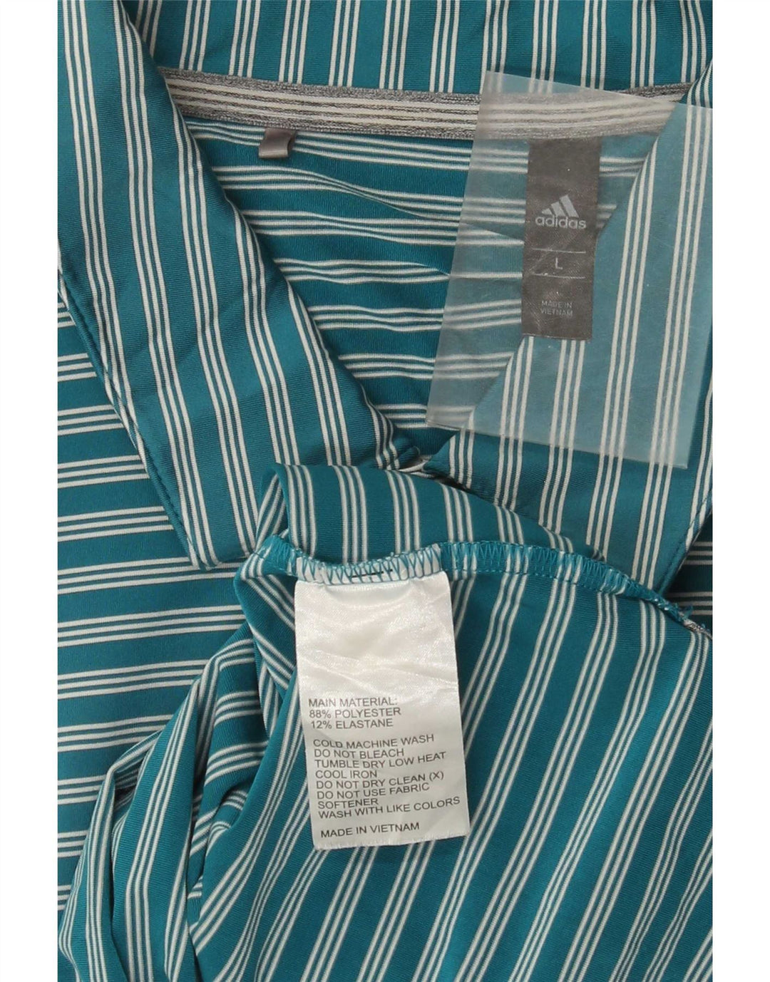 Tricou polo Adidas pentru bărbați, poliester cu dungi mari, albastre