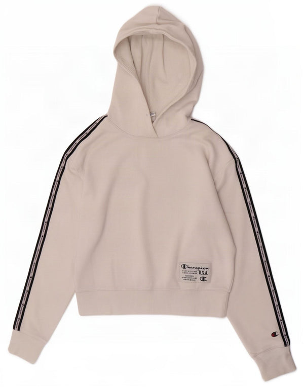 Pulover cu glugă cu grafic Champion pentru femei UK 14 Medium White Colorblock
