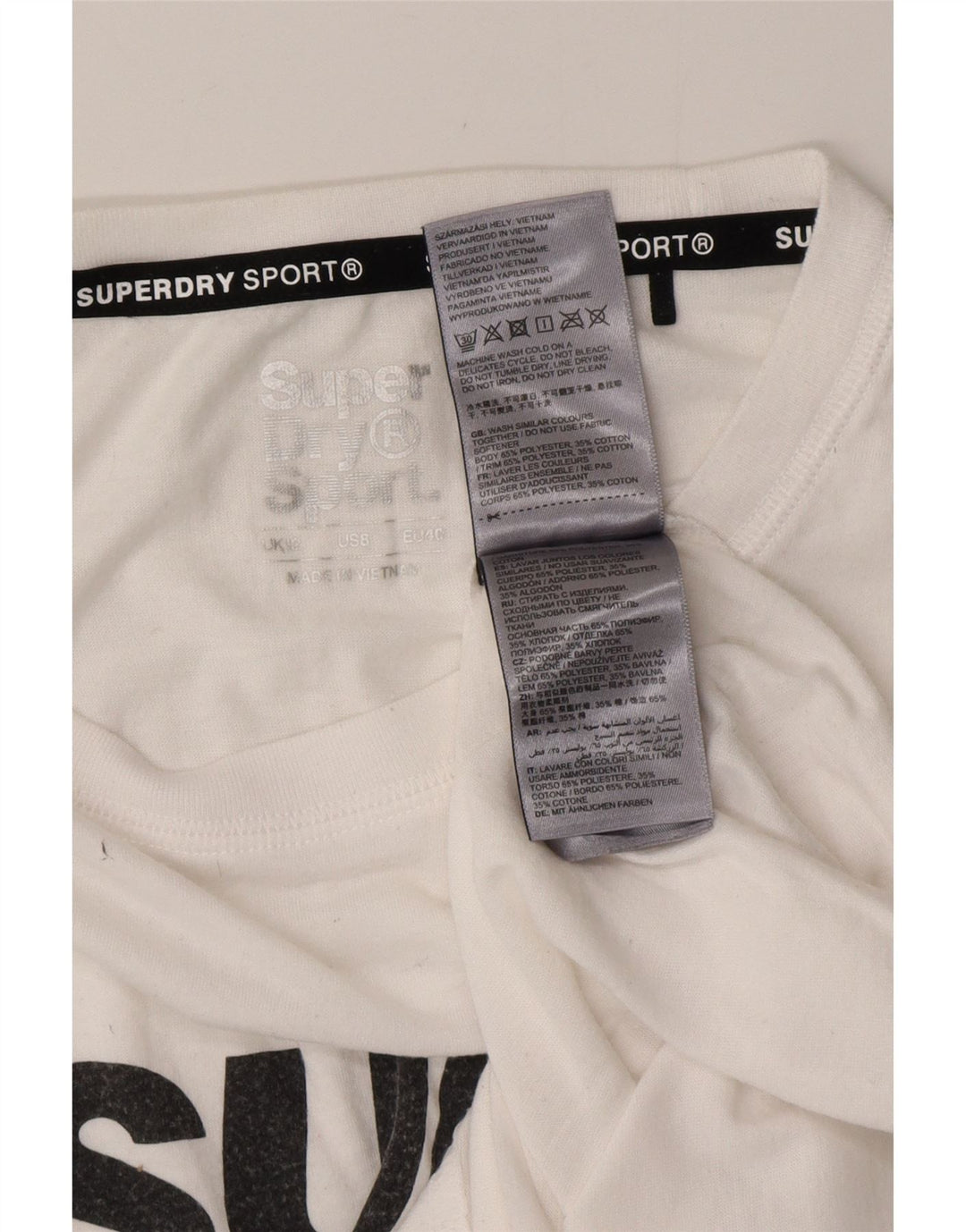 Tricou grafic SUPERDRY pentru femei Top UK 12 Poliester alb mediu
