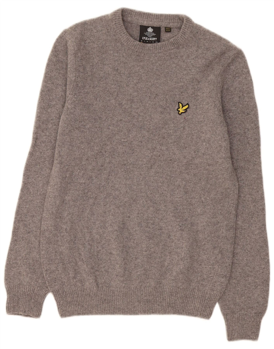 Pulover pentru bărbați Lyle & Scott, cu gât crew, XS, lână gri