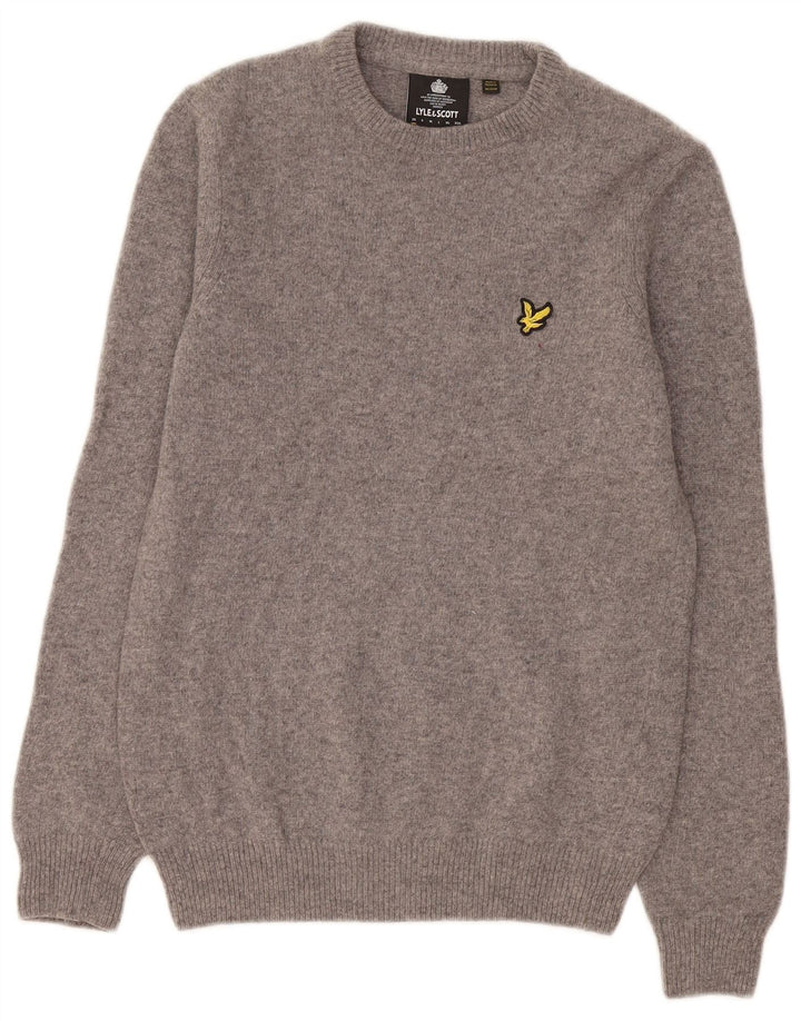 Pulover pentru bărbați Lyle & Scott, cu gât crew, XS, lână gri