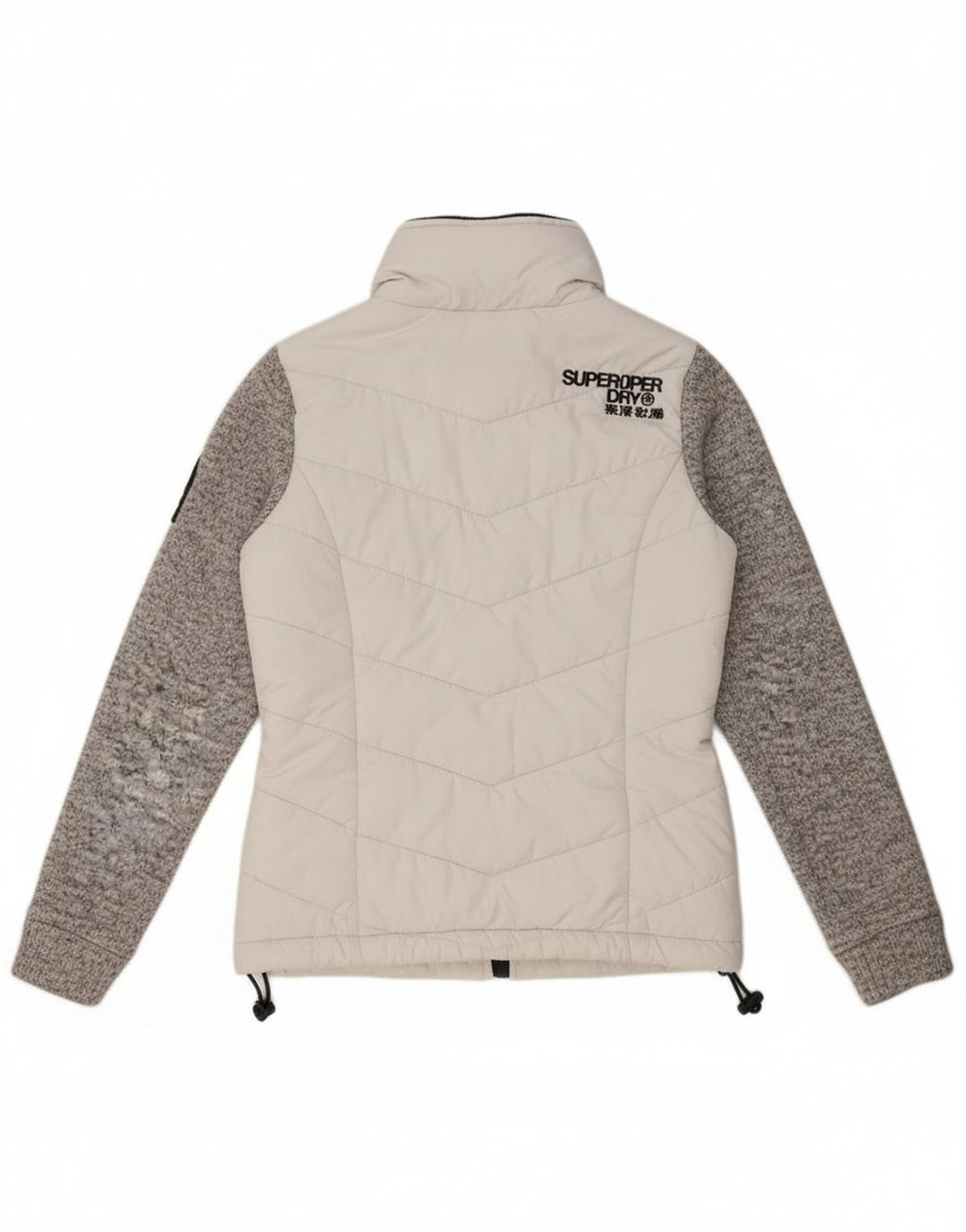 Jachetă căptușită cu glugă Superdry pentru femei UK 8 Small White Colorblock
