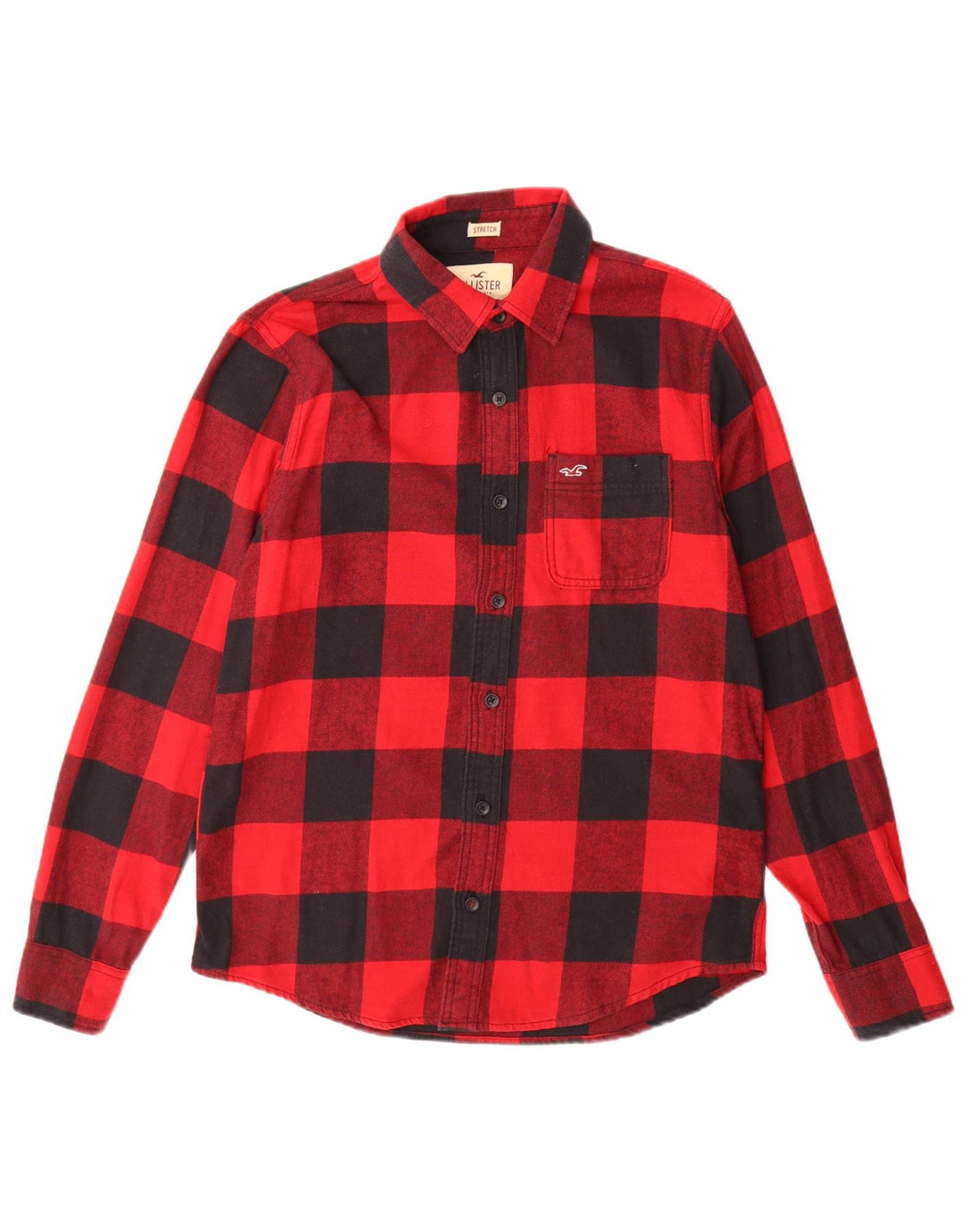 Cămașă Hollister pentru bărbați din flanel, roșu mediu, bumbac vichy