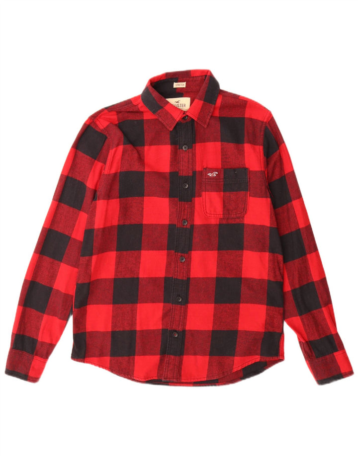 Cămașă Hollister pentru bărbați din flanel, roșu mediu, bumbac vichy