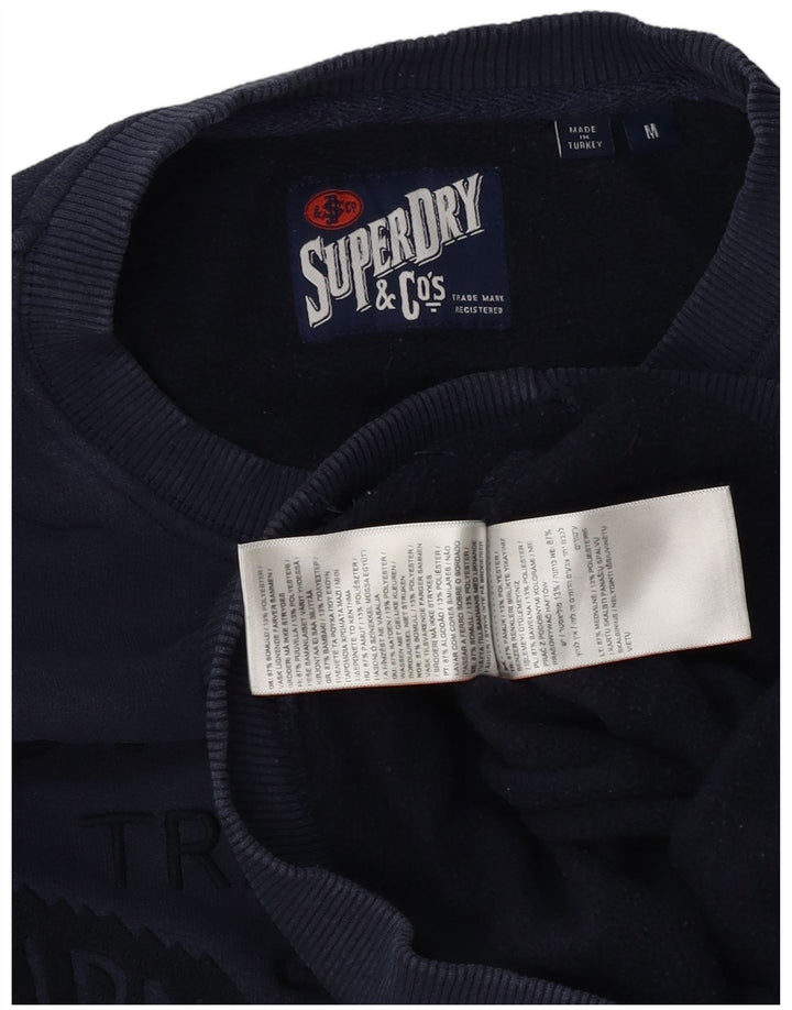 Hanorac grafic pentru bărbați Superdry Pulover mediu din bumbac bleumarin