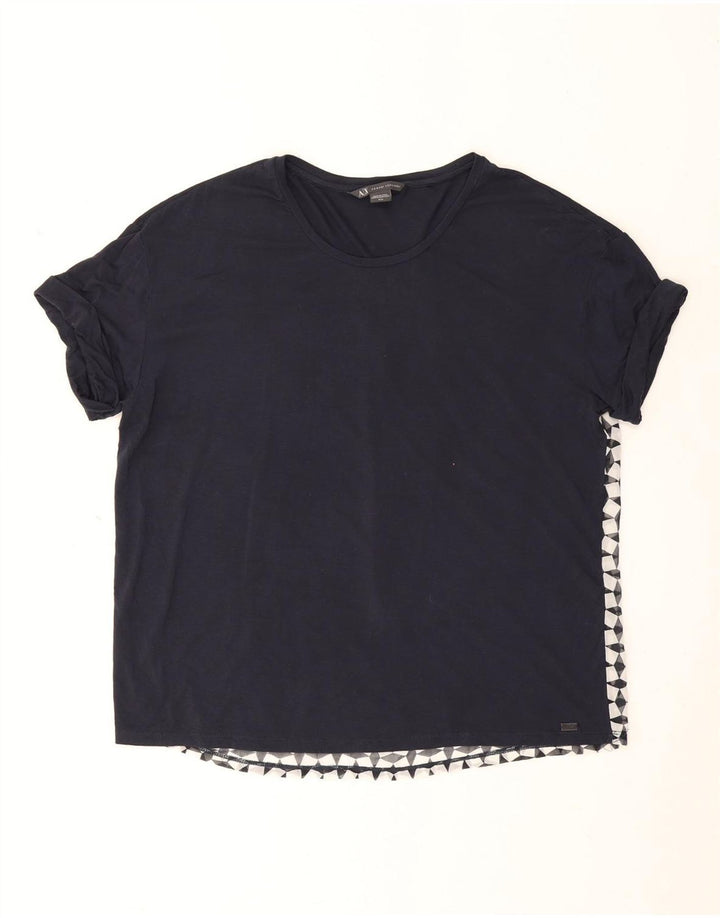 Armani Exchange Tricou pentru femei Top UK 14 Medium Bleumarin Geometric