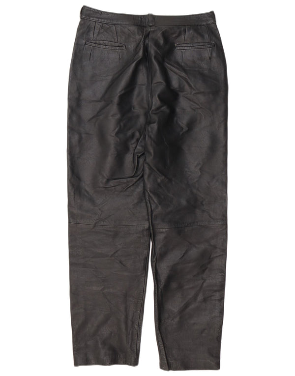Pantaloni drepți din piele artificială vintage pentru femei L30 L29 negru