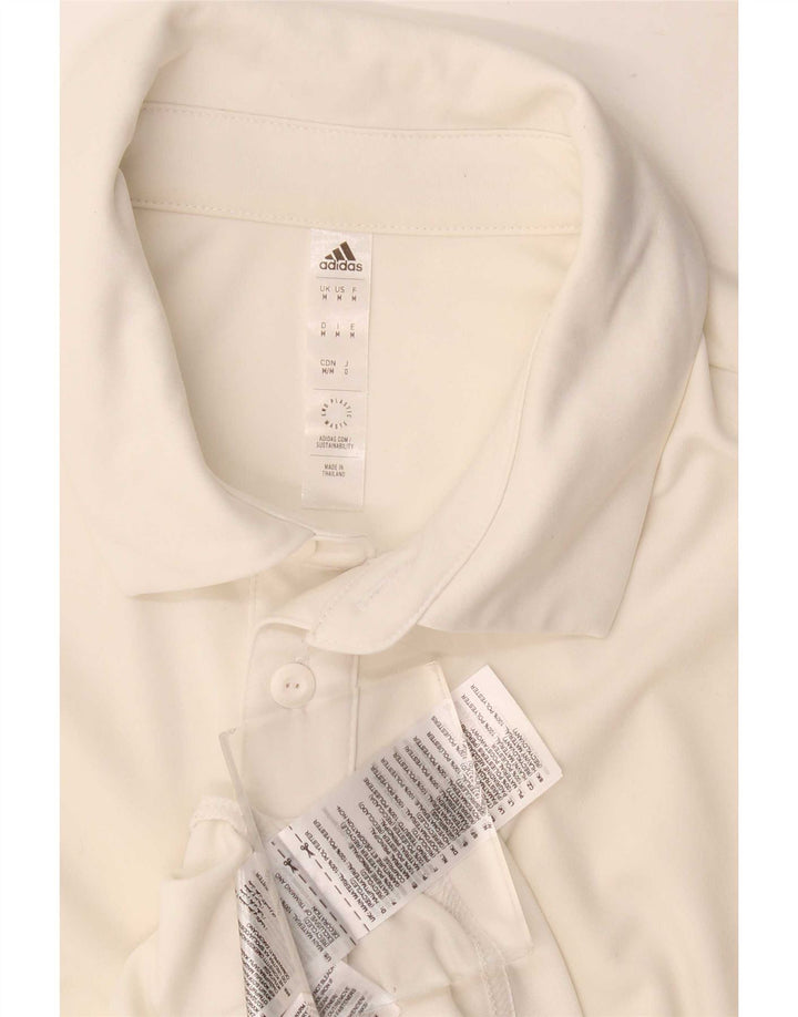 Tricou polo Adidas Aeroready pentru bărbați, poliester alb mediu