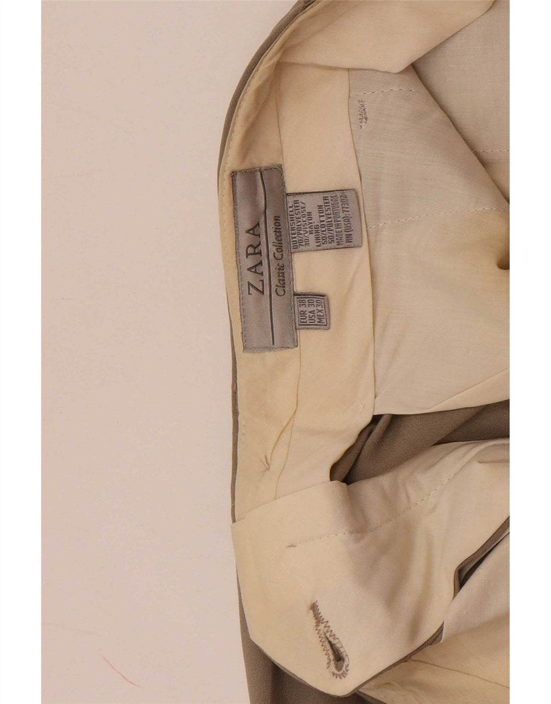 Pantaloni de costum pentru bărbați Zara EU 38 Mici L30 L30 Gri Poliester