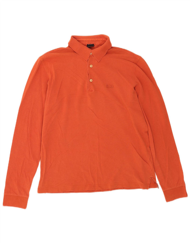 Tricou polo cu mânecă lungă pentru bărbați Hugo Boss, portocaliu mic