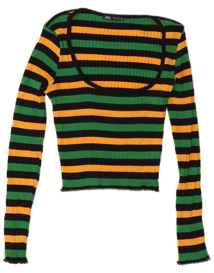 Top Crop pentru Damă Zara UK 12 Medium Multicolore în dungi