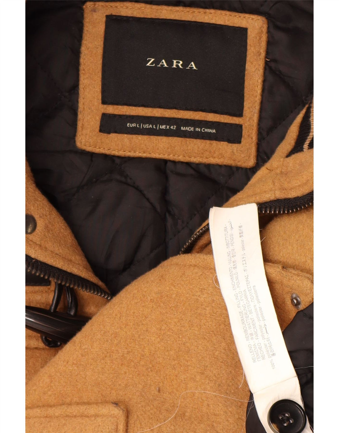 Palton cu glugă pentru bărbați Zara UK 40 Poliester maro mare