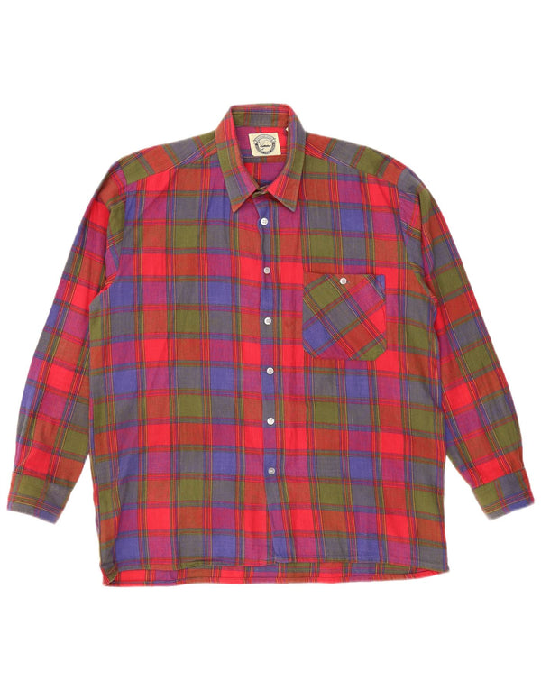Cămașă de flanel pentru bărbați VINTAGE Mărimea 41/42 Bumbac cu carouri multicolore mare