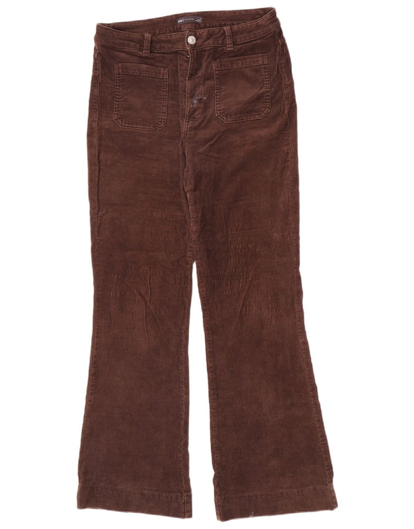 Marks & Spencer Pantaloni flare din velur pentru femei UK 12 Medium W30 L30 maro