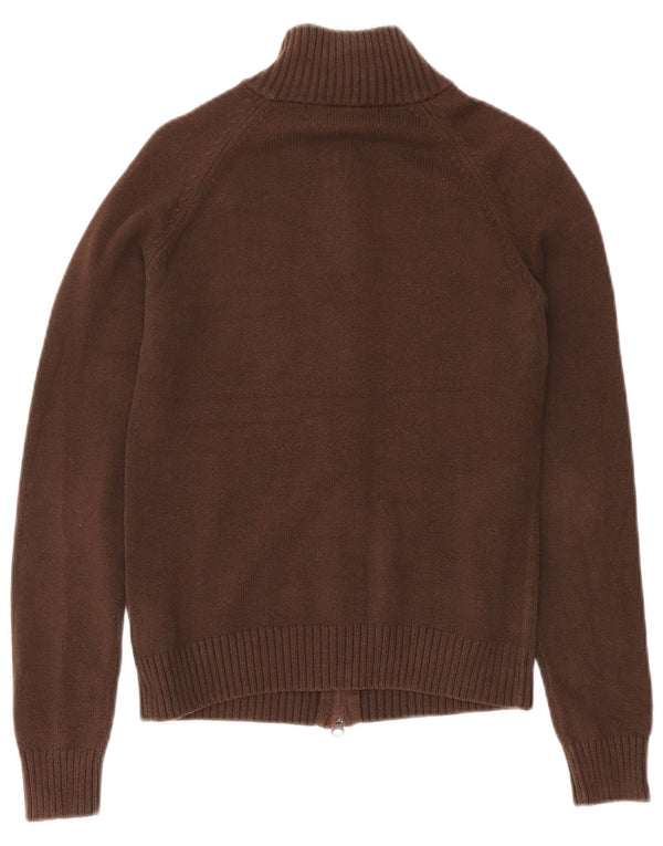 Pulover pentru femei Zara, cu fermoar, cu gât, UK 12, bumbac maro mediu