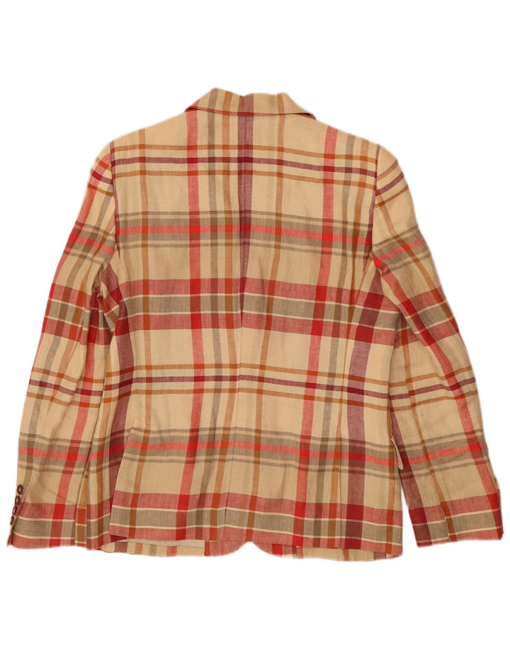 Blazer pentru femei DAKS, cu 2 nasturi, UK 14, mare, bej, in carouri