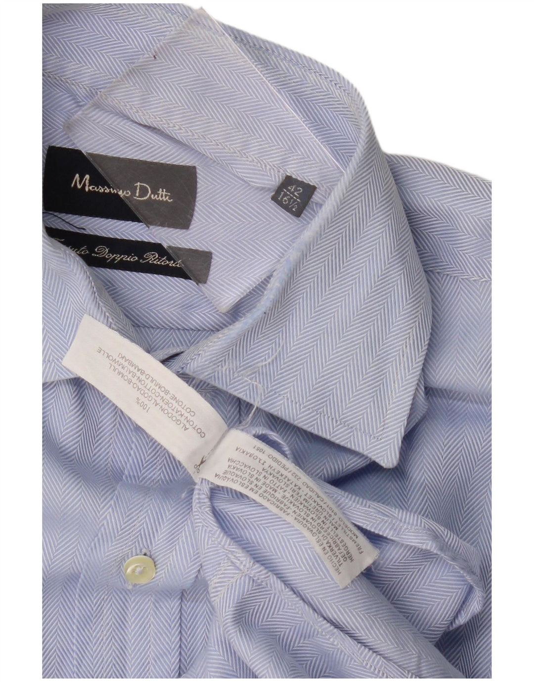 Cămașă Massimo Dutti pentru bărbați, mărime 42 16 1/2 mare, bumbac în oase albastre