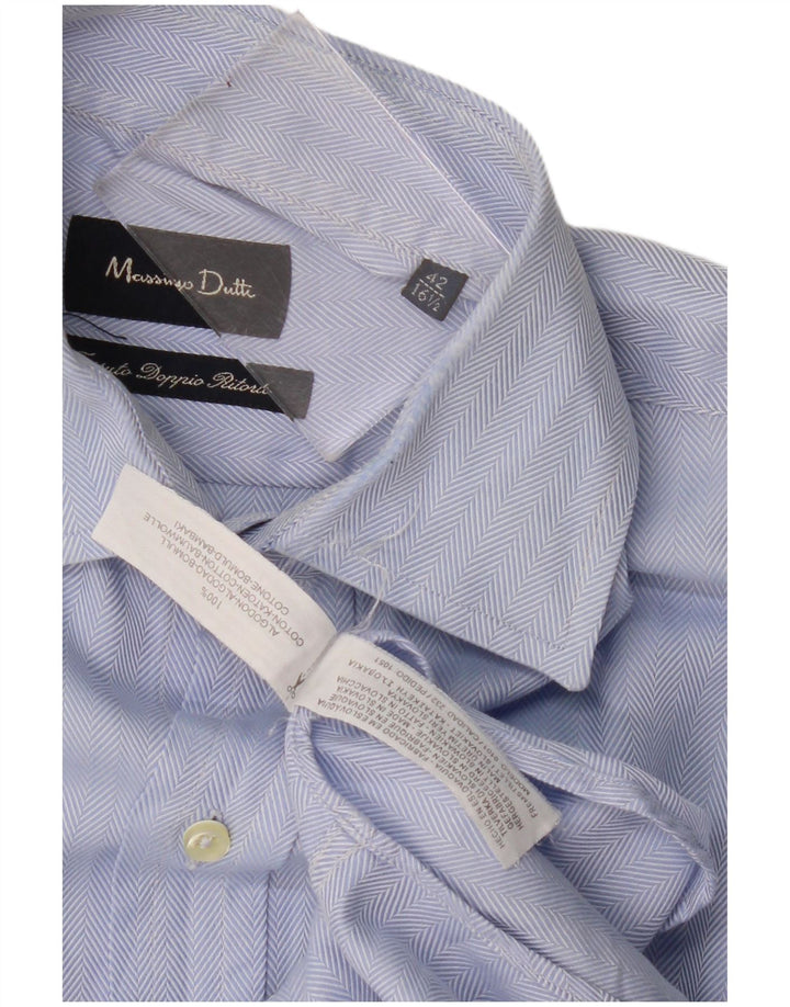 Cămașă Massimo Dutti pentru bărbați, mărime 42 16 1/2 mare, bumbac în oase albastre