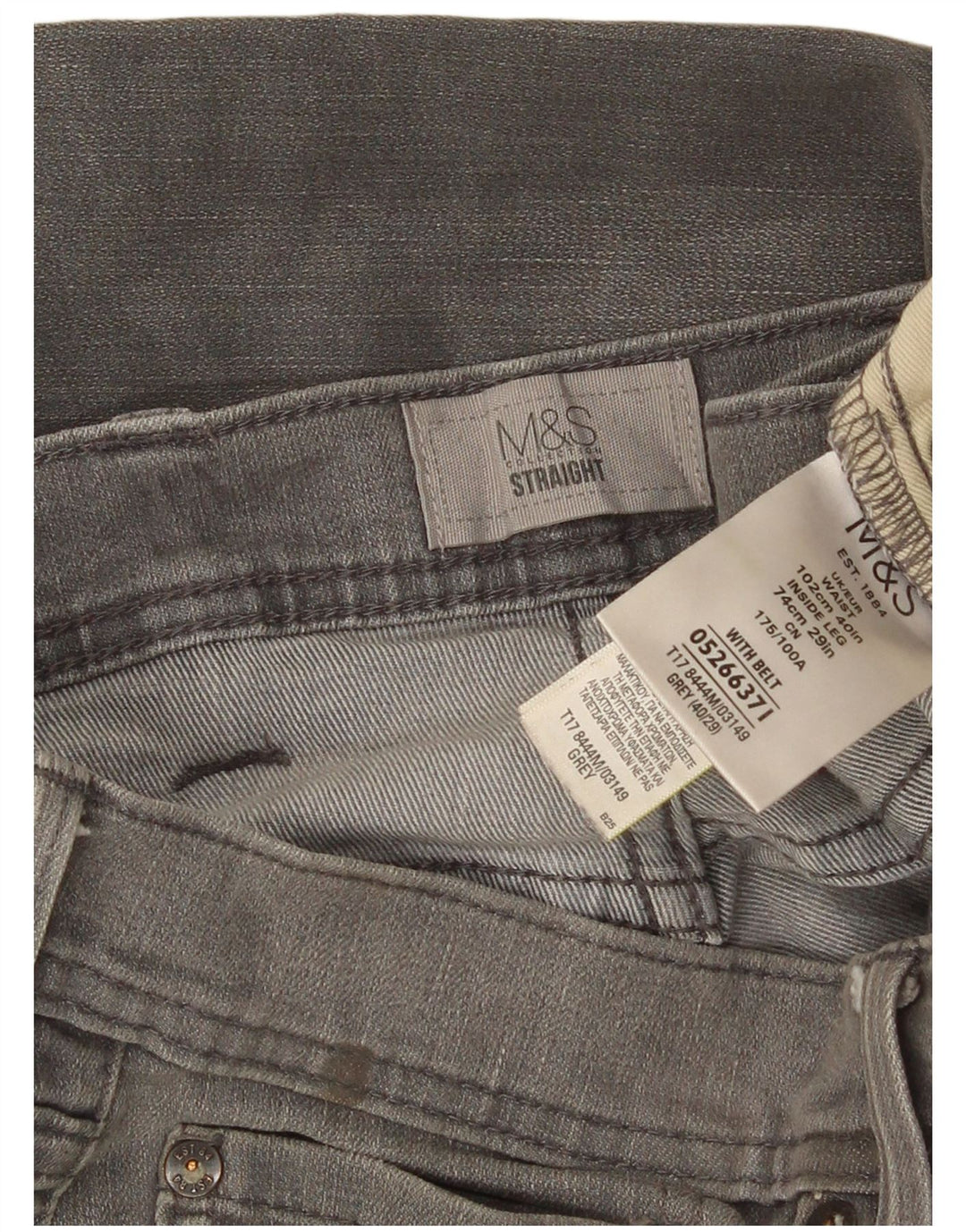Blugi drepti pentru bărbați Marks & Spencer W40 L29 bumbac gri