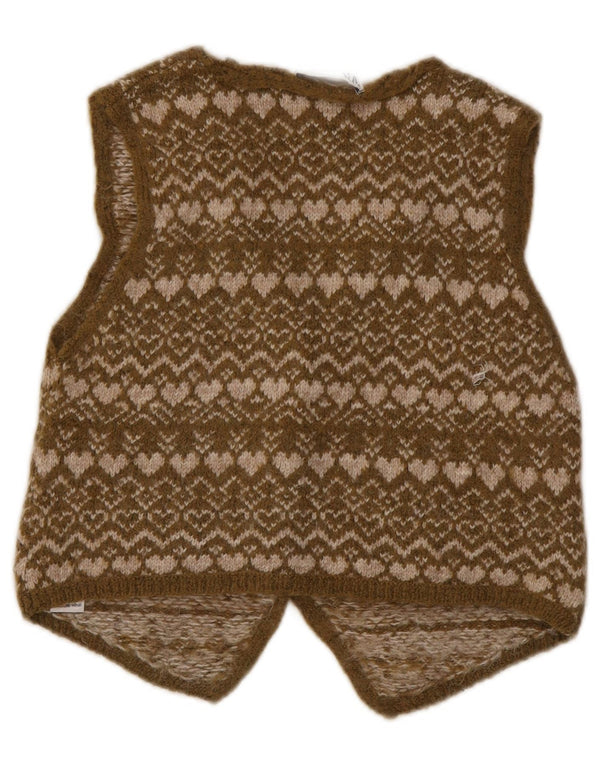 Vestă din tricot pentru femei Zara UK 12 Medium Khaki Fair Isle Acrylic