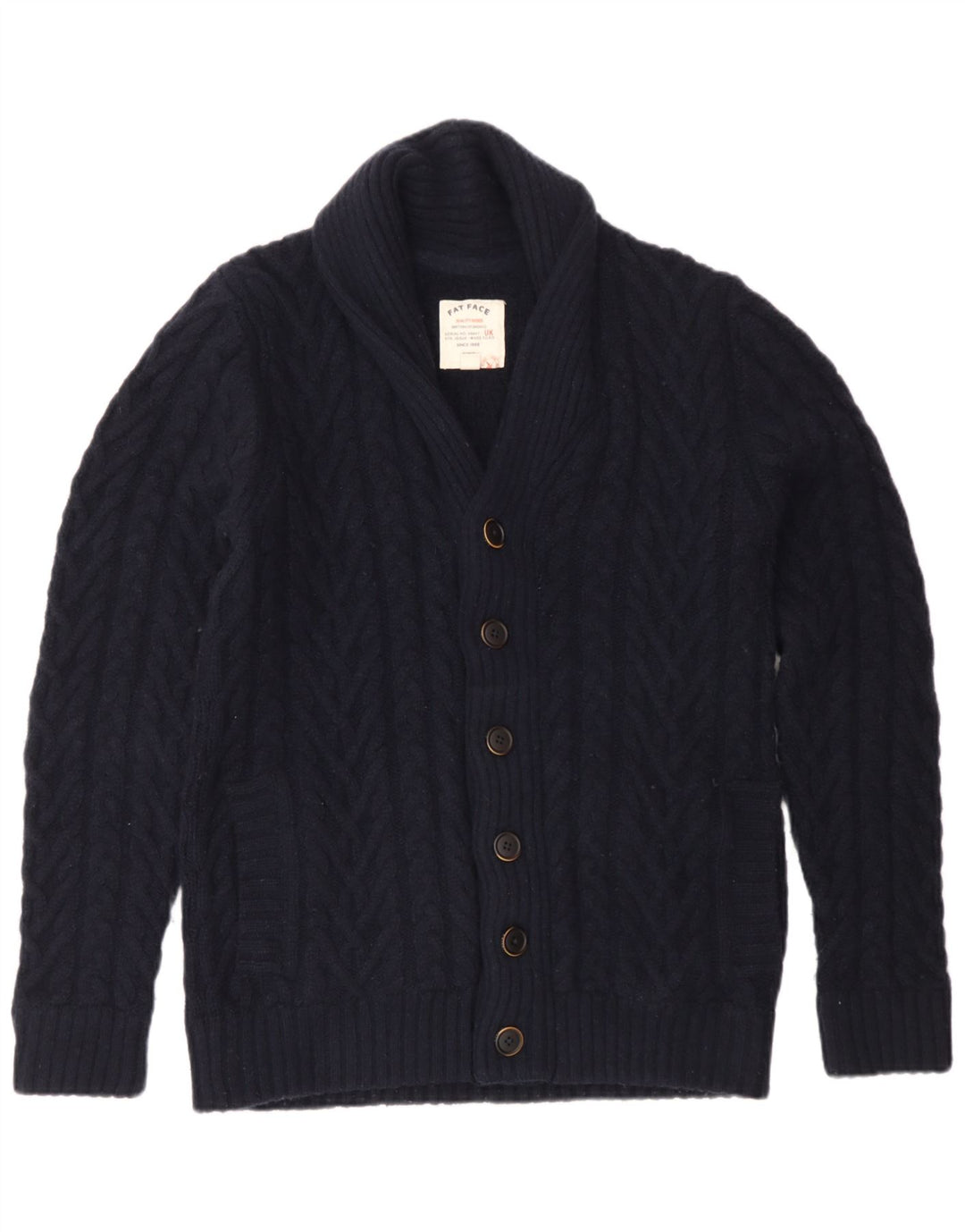 Pulover cardigan pentru bărbați Fat Face Lână albastru bleumarin mediu