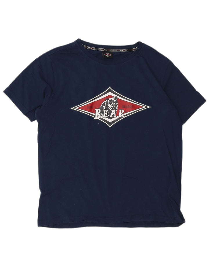 Tricou grafic pentru bărbați Bear Top mic din bumbac bleumarin