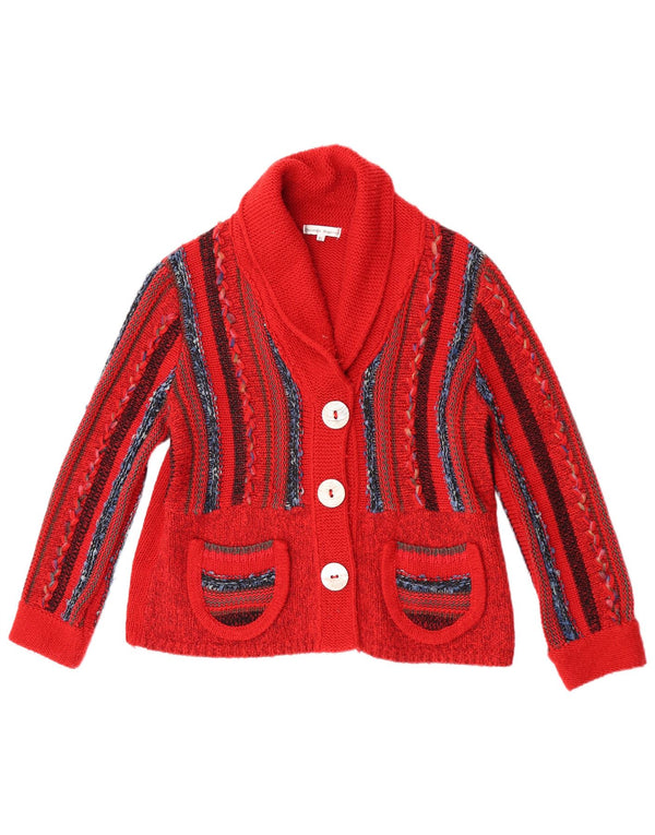 Pulover Cardigan Vintage pentru femei UK 18 XL Acrilic cu dungi roșii