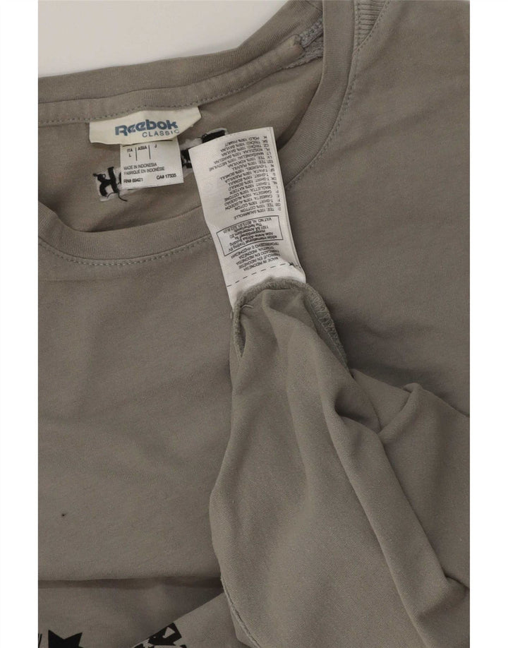 Top grafic Reebok pentru bărbați cu mânecă lungă, mare, gri bumbac