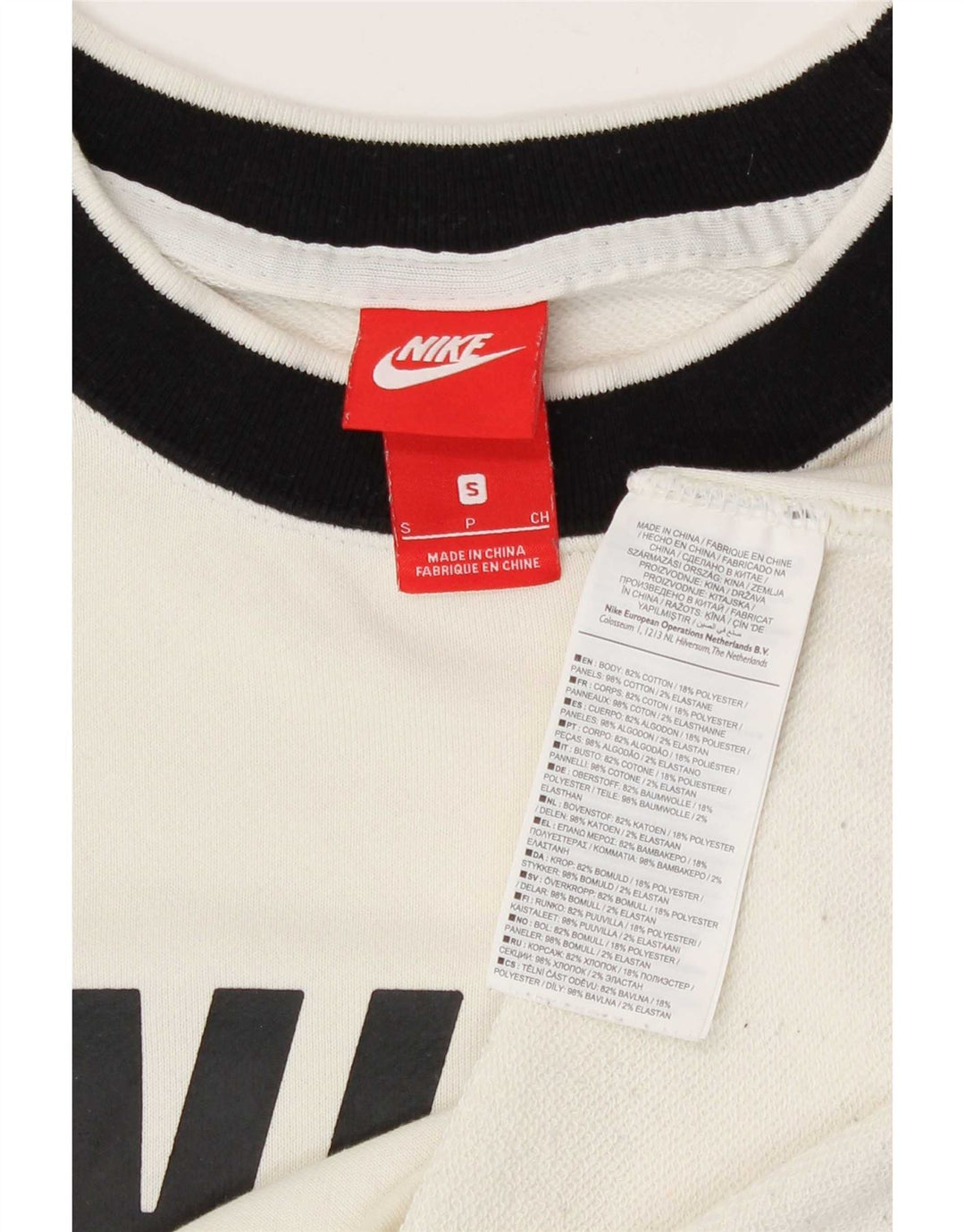 Pulover de hanorac grafic Nike pentru femei UK 10, mic, alb, bloc de culoare