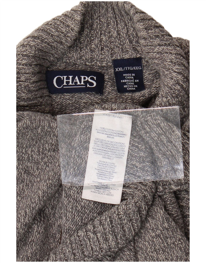 Pulover pentru bărbați CHAPS cu gât cu nasturi, bumbac gri 2XL