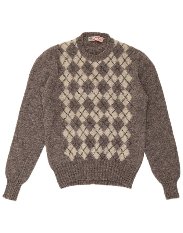 Pulover pentru femei cu gât roșu Claudio UK 14 mare, gri Argyle/Diamond