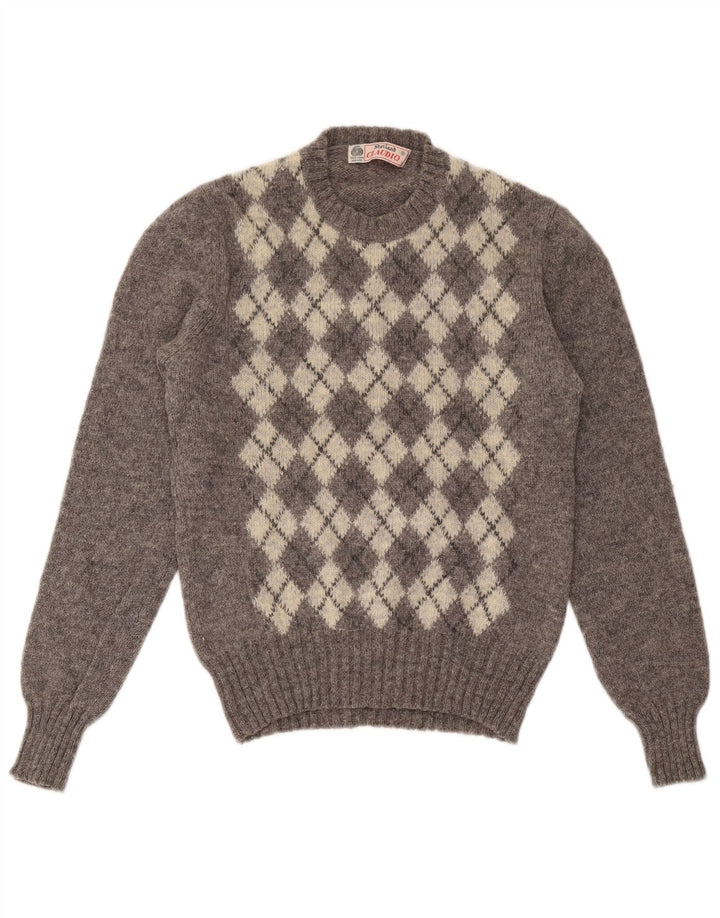 Pulover pentru femei cu gât roșu Claudio UK 14 mare, gri Argyle/Diamond