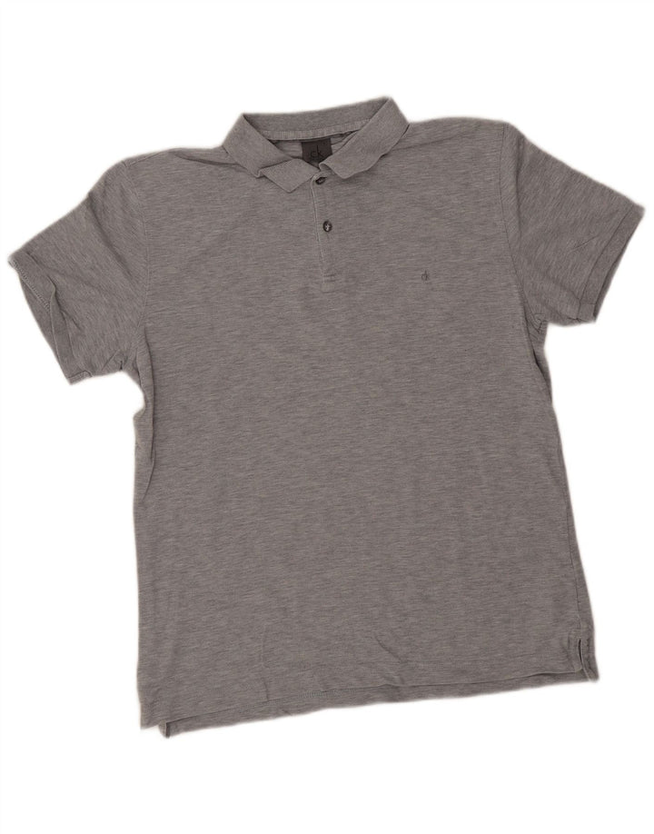 Cămașă polo Calvin Klein pentru bărbați, bumbac gri mediu
