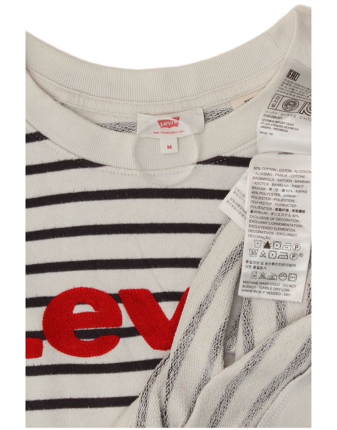 Pulover Levi's cu grafic pentru femei UK 14 Medium White Striped Nautical