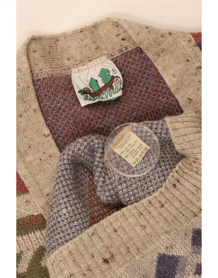 Cardigan Vintage pentru bărbați, lână geometrică, multicoloră, mare